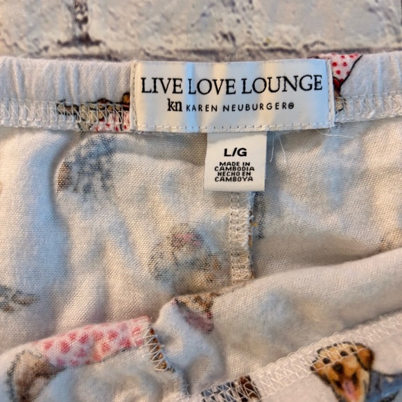 LIVE LOVE LOUNGE KAREN NEUBÜRGER WHITE WITH DOGGIES SLEEPWEAR WOMEN’S PJS LARGE - Picture 6 of 10